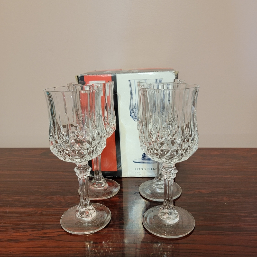 Eclat‎ Longchamp Crystal D'arques Paris 4 Piece Set Glasses 5 3/4 Oz